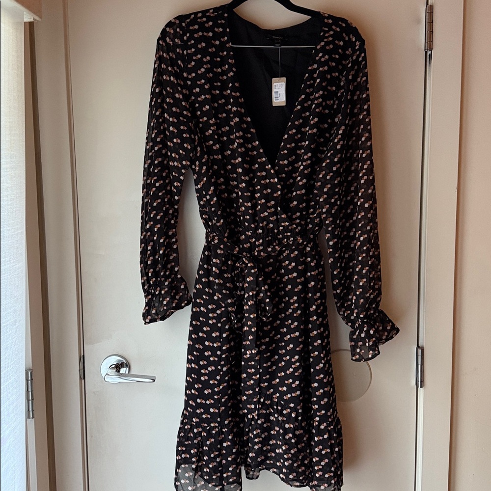 RW&CO. Black Dress with Pink Floral Pattern